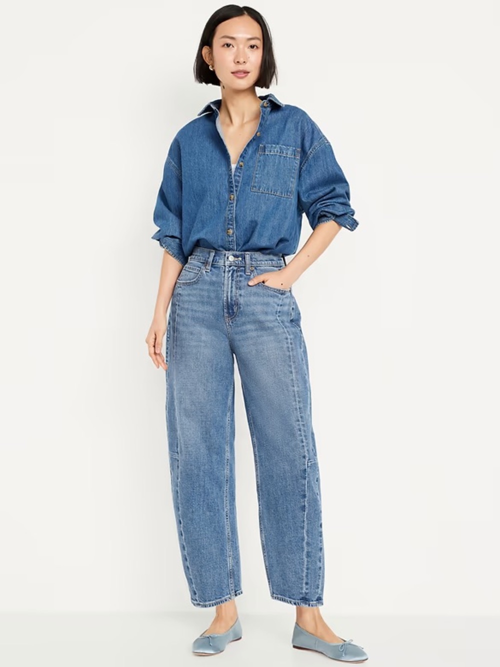 Old Navy Barrel Jeans High-Rise Women's Blue Jean 4